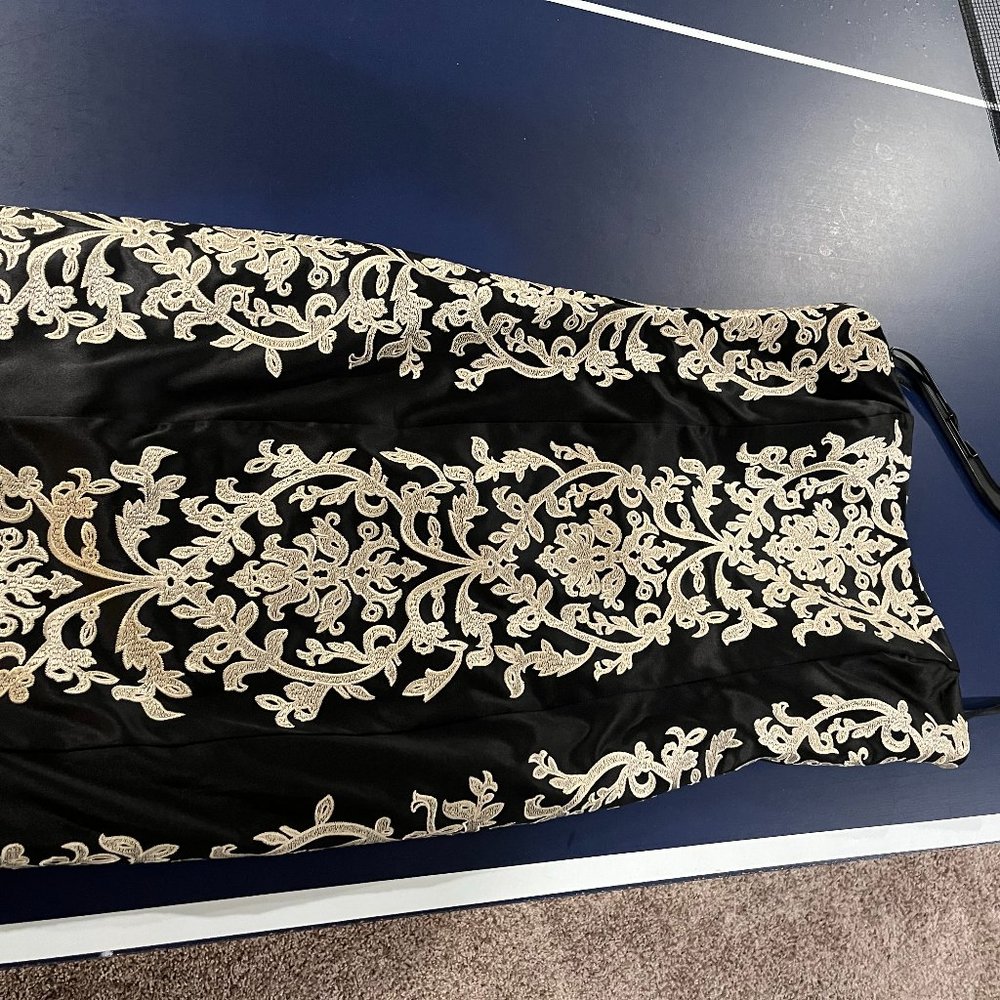 Strapless Black and Gold Cocktail Dress